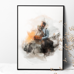 Watercolor Couple Print - Perfect Gift for Valentines Day, Boyfriend or Girlfriend, Anniversary, Wedding, and for Him or Her