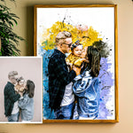 Personalised Fathers Day Portrait, Stunning Watercolour Decor