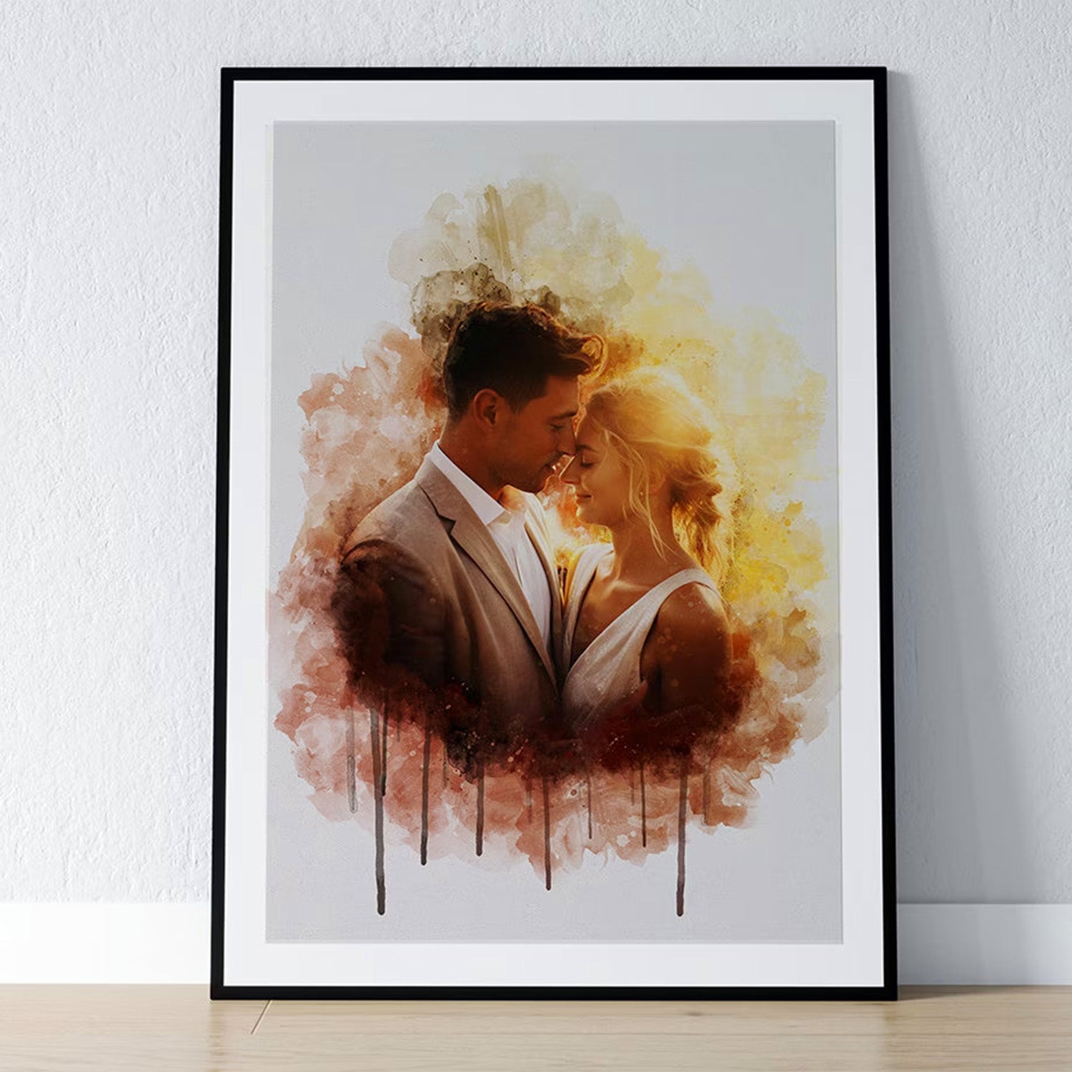 Watercolour Couple Portrait For Weddings/ Relationships l Custom Artwork From Your Photo l Stunning Home Decor