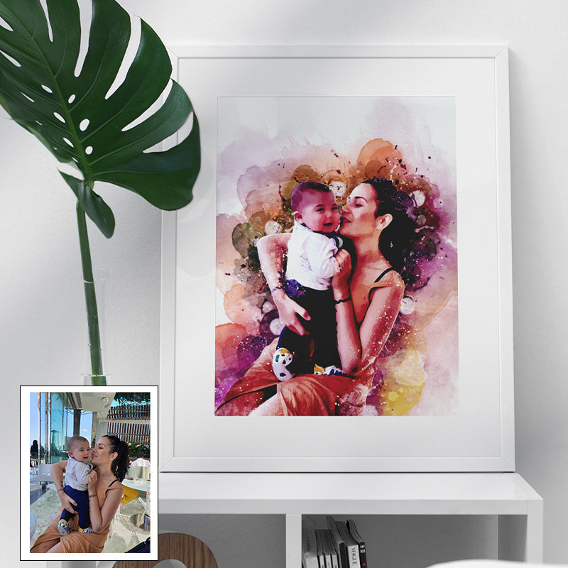 Personalised Art Gift From Photo Digital Painting Portrait Present For Family/ Kids Room Decor Wall Bespoke Artwork Anniversary,