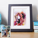 Personalised Watercolor Couple Portrait Art from Photo as a Romantic Wedding Or Engagement Gift